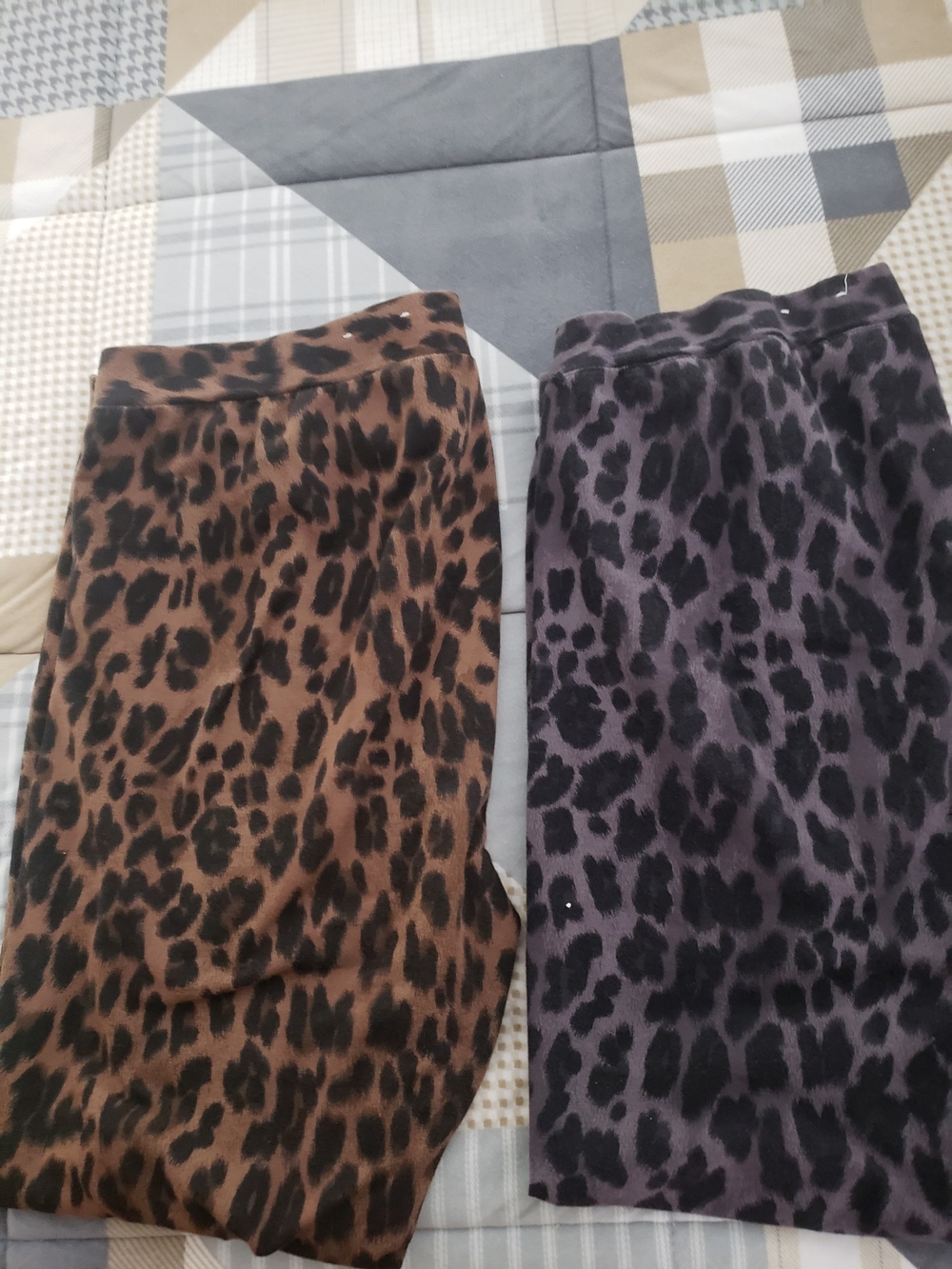 Leopard Print Pencil Skirt - Brown and Purple - Unbranded